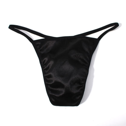 ZDGlossy Satin Thin Strap Thong