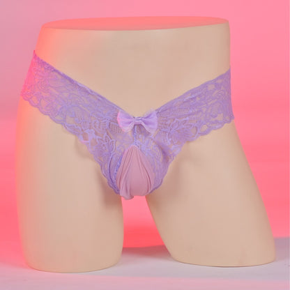 ZD Bow Decor Lace Thong