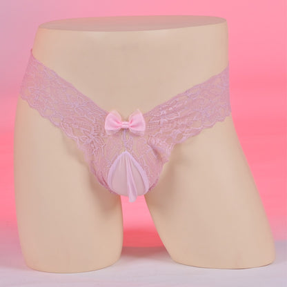 ZD Bow Decor Lace Thong