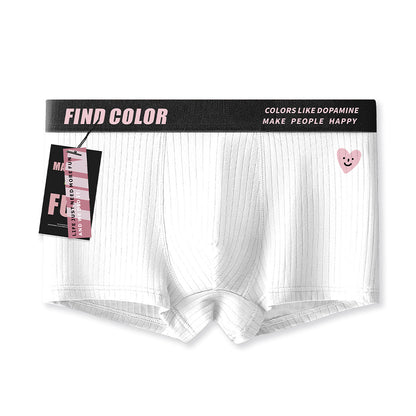 Vertical Rib Cartoon Print Slogan Wide Waist Boxer Briefs